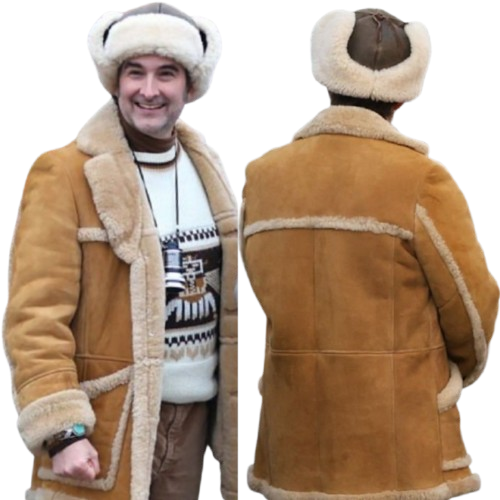 Jay Duplass I Play Rocky Suede Shearling Leather Jacket - Image 2